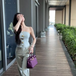 High-Waisted Gray-Blue Flared Jeans for Women, Slimming Bell-Bottom Trousers, Trendy Y2K Style