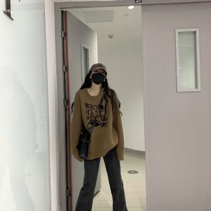 High-Waisted Gray Flared Denim Pants for Women - Versatile Slim-Fit Trousers for Spring and Autumn, Y2K Inspired Style