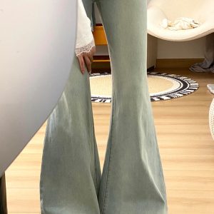 High-Waisted Light-Colored Flared Jeans for Women - Summer Slim Wide-Leg Versatile Straight Pants