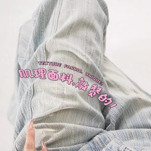High-Waisted Light-Colored Flared Jeans for Women, Jacquard Design, Loose Fit Bell-Bottom Pants for Spring and Autumn Fashion