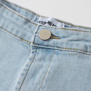 High-Waisted Light Denim Shorts for Women - Summer Ultra-Short Slim Fit Hot Pants, Petite Style, Casual Fashion 90s Look