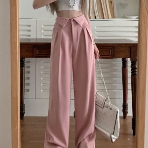 High-Waisted Loose-Fitting Draped Casual Pants for Women - Versatile Straight-Leg Floor-Length Style for Summer 2025