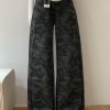 High-Waisted Loose Wide-Leg Camouflage Denim Work Pants for Women - American Retro Summer Style Slimming Casual Trousers