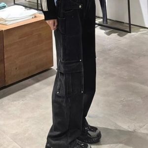 High-Waisted Loose Wide-Leg Denim Pants for Women - Summer Workwear, American High Street Style, Slimming Straight-Leg Trousers
