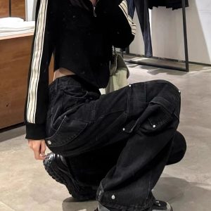 High-Waisted Loose Wide-Leg Denim Pants for Women - Summer Workwear, American High Street Style, Slimming Straight-Leg Trousers