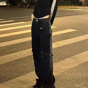 High-Waisted Loose Wide-Leg Denim Pants for Women - Summer Workwear, American High Street Style, Slimming Straight-Leg Trousers