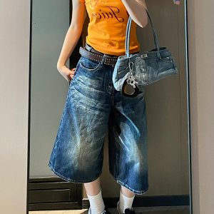 High-Waisted Loose Wide-Leg Denim Shorts for Women - American Style Seven-Point Mid-Length Versatile High Street Fashion