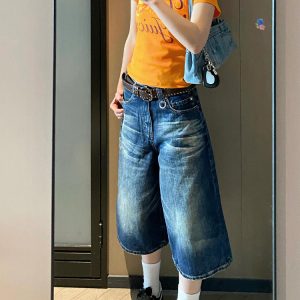 High-Waisted Loose Wide-Leg Denim Shorts for Women - American Style Seven-Point Mid-Length Versatile High Street Fashion