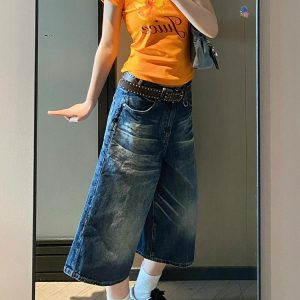 High-Waisted Loose Wide-Leg Denim Shorts for Women - American Style Seven-Point Mid-Length Versatile High Street Fashion