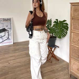 High-Waisted Loose Wide-Leg Floor-Length Pants - Retro American Style Casual Streetwear for Summer Fashion