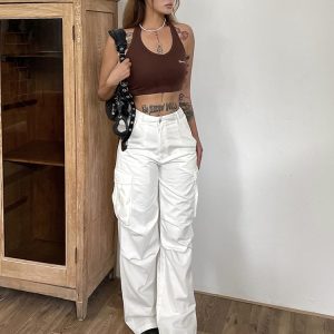 High-Waisted Loose Wide-Leg Floor-Length Pants - Retro American Style Casual Streetwear for Summer Fashion