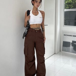 High-Waisted Loose Wide-Leg Floor-Length Pants - Retro American Style Casual Streetwear for Summer Fashion