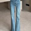 High-Waisted Micro-Flare Jeans for Women - Retro 2025 Summer Style, Light-Colored Petite Wide-Leg Pants