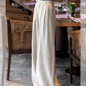 High-Waisted Minimalist Wide-Leg Suit Pants for Women - 2025 Summer Slimming Floor-Length Trousers, Chic Casual Style