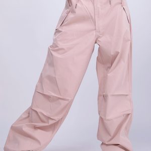 High-Waisted Pink Casual Work Pants for Summer - Thin Elastic Quick-Dry Jazz Dance Sports Trousers