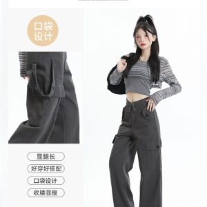 High-Waisted Pink Jazz Dance Pants for Women - Summer Slim Straight Wide-Leg Style, Trendy Dopamine Fashion