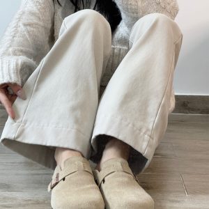 High-Waisted Retro Apricot Flared Jeans for Women - Summer Slim-Fit Straight-Leg Trousers