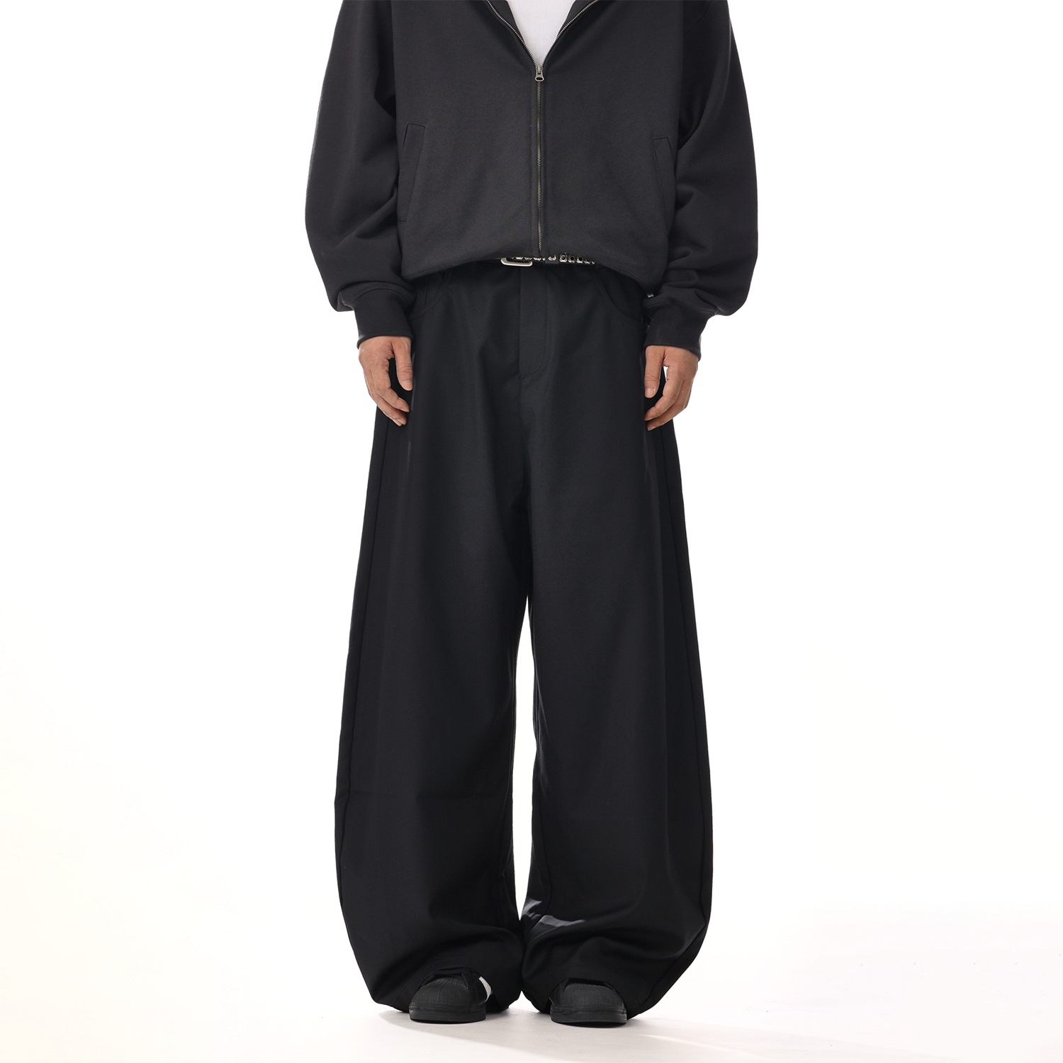 High-Waisted Retro Curved Wide-Leg Suit Pants for Men and Women - Loose Straight Casual Floor-Length Trousers, Versatile American Style