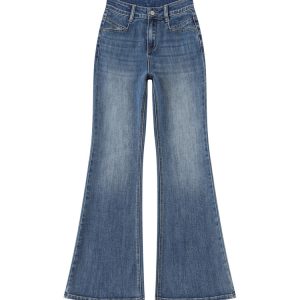 High-Waisted Retro Flared Jeans for Women, Slim Fit Summer Design, Flattering Versatile Straight-Leg Floor-Length Pants