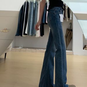 High-Waisted Retro Flared Jeans for Women, Slim Fit Summer Design, Flattering Versatile Straight-Leg Floor-Length Pants