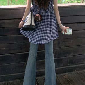 High-Waisted Retro Flared Jeans for Women, Summer Slim-Fit Stretchy Straight-Leg Trousers, Y2K Vintage Style Fashion