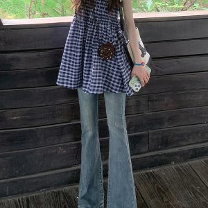 High-Waisted Retro Flared Jeans for Women, Summer Slim-Fit Stretchy Straight-Leg Trousers, Y2K Vintage Style Fashion