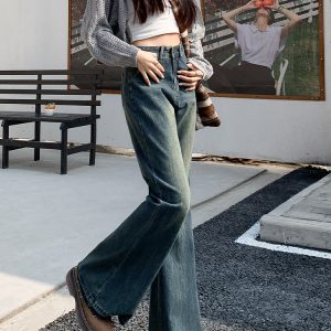 High-Waisted Retro Frayed Flared Jeans for Women, 2025 Spring Summer Nostalgic Bell-Bottoms, Non-Skin-Tight, Ground-Dragging Style