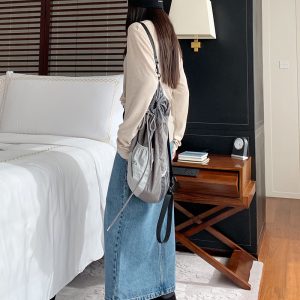 High-Waisted Retro Front-Slit Denim Skirt - Versatile Mid-Length Slimming Style for 2023 Fashion Trends