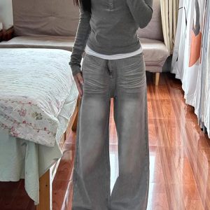 High-Waisted Retro Light Blue Wide-Leg Jeans for Women - Summer Loose Fit Straight-Leg Floor-Length Pants, Versatile and Slimming Style