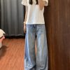 High-Waisted Retro Light Blue Wide-Leg Jeans for Women - Summer Loose Fit Straight-Leg Floor-Length Pants, Versatile and Slimming Style