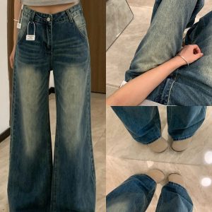 High-Waisted Retro Wide-Leg Jeans for Women - Summer Loose Fit Straight Pants, 90s Style Slimming Design