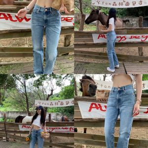 High-Waisted Slim Straight-Leg Jeans for Girls - American Style, Neat Fit, Vintage-Inspired Casual Wear