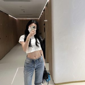 High-Waisted Slim Straight-Leg Jeans for Girls - American Style, Neat Fit, Vintage-Inspired Casual Wear