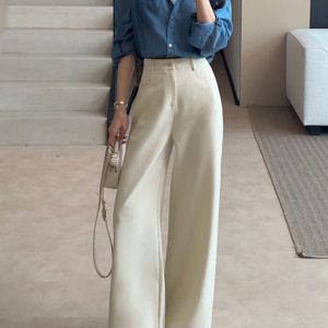 High-Waisted Structured Wide-Leg Pants for Women - 2025 Summer Style, Petite Fit, Casual Trousers, Elongates Legs, Trendy Fashion