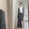 High-Waisted Suede Side-Slit Midi Skirt for Women - Slim-Fit, A-Line Design for Summer Style