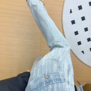 High-Waisted Textured Jacquard Flared Jeans for Women - 2025 Spring/Summer Light-Colored Bell-Bottoms, Slim Fit, Non-Cling Design