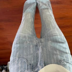 High-Waisted Textured Jacquard Flared Jeans for Women - 2025 Spring/Summer Light-Colored Bell-Bottoms, Slim Fit, Non-Cling Design