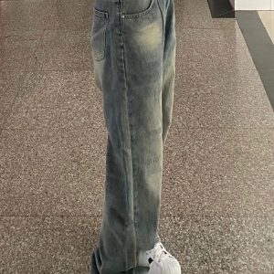 High-Waisted Vintage Distressed Wide-Leg Jeans for Women - Flattering Loose-Fitting Summer Style, Versatile Straight-Leg Pants