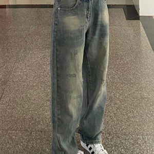 High-Waisted Vintage Distressed Wide-Leg Jeans for Women - Flattering Loose-Fitting Summer Style, Versatile Straight-Leg Pants