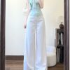 High-Waisted White Draped Jeans for Women - 2025 Summer Loose Wide-Leg Pants Flattering for Pear-Shaped Figures