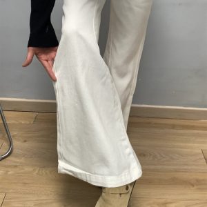 High-Waisted White Flared Denim Pants for Women - Summer Loose Wide-Leg Trousers, Slimming Versatile Style