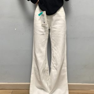 High-Waisted White Flared Denim Pants for Women - Summer Loose Wide-Leg Trousers, Slimming Versatile Style