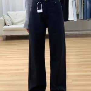 High-Waisted White Wide-Leg Jeans for Women, Slimming Loose Fit Summer Trend, Korean Style Straight-Leg Pants