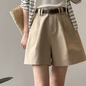 High-Waisted Wide-Leg Casual Pants for Women, Summer 2025 Slimming Loose Work Shorts, Trendy High-End Style