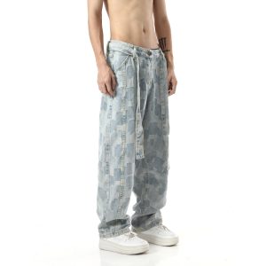 High-Waisted Wide-Leg Denim Pants for Men and Women - Casual American High Street Hip-Hop Style, Versatile Washed Fashion Trousers