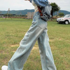 High-Waisted Wide-Leg Jeans for Women, Light-Colored Summer Style, Loose American Straight-Leg Floor-Length 2025 Fashion