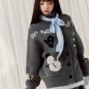 Hokkaido Winter Atmosphere Baby Blue Knitted Scarf and Gloves Set - Cozy Knit Accessories for Cold Weather Fashion