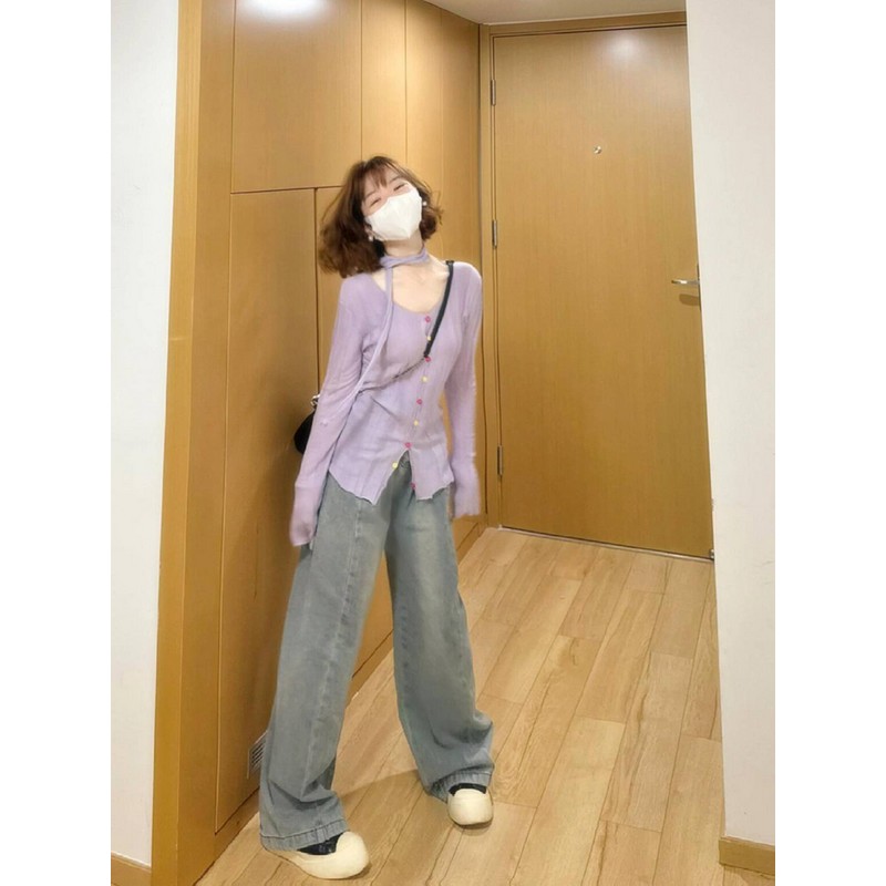 Hollowed-Out Knitted Cardigan Inner Top for Women - Long Sleeve Cover-Up Shirt, Design-Oriented Autumn Fashion
