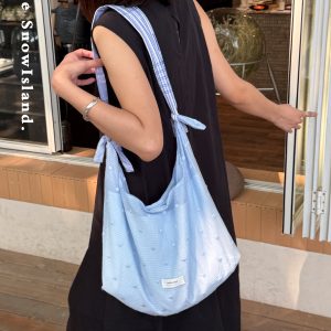 Ice Blue Lazy Tote Bag - Versatile Crossbody Shoulder Bag for Commuting, Trendy Summer Accessory, Blue Island Glimmer Design