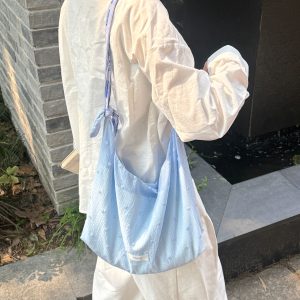 Ice Blue Lazy Tote Bag - Versatile Crossbody Shoulder Bag for Commuting, Trendy Summer Accessory, Blue Island Glimmer Design